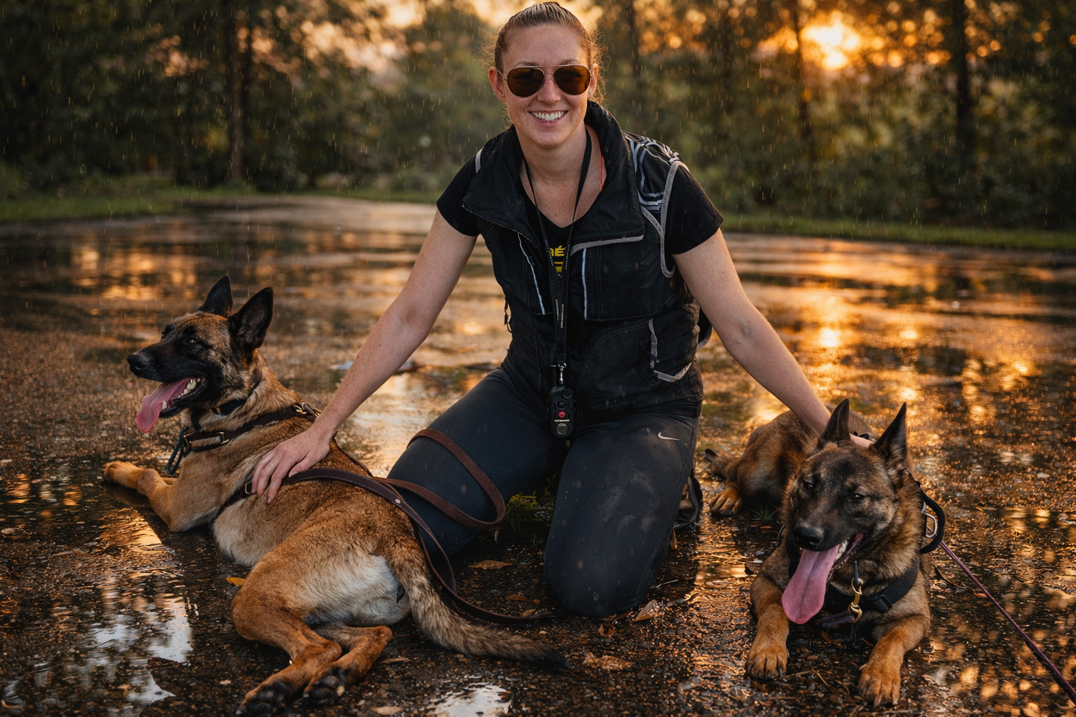 Stephanie with her dogs