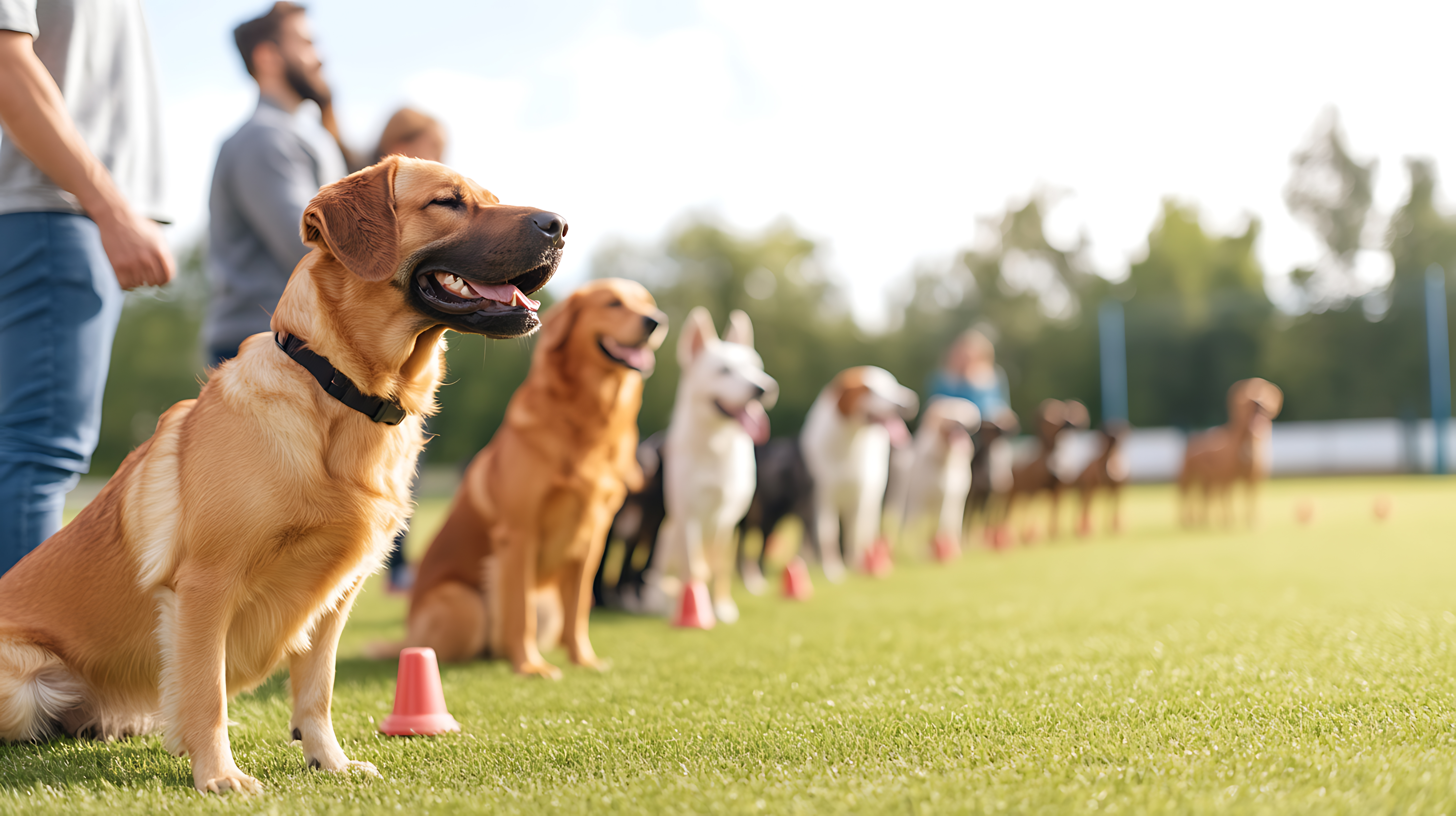 Group dog training class